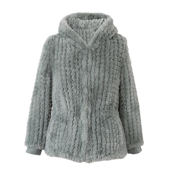 人造毛編織帶帽上衣