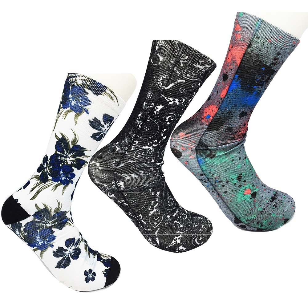 男式壓力襪提花印花中襪NF18076