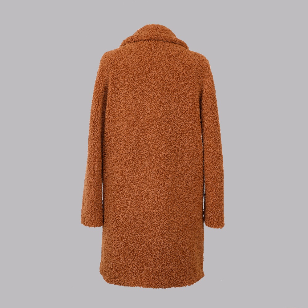 人造毛翻領(lǐng)長(zhǎng)款外套