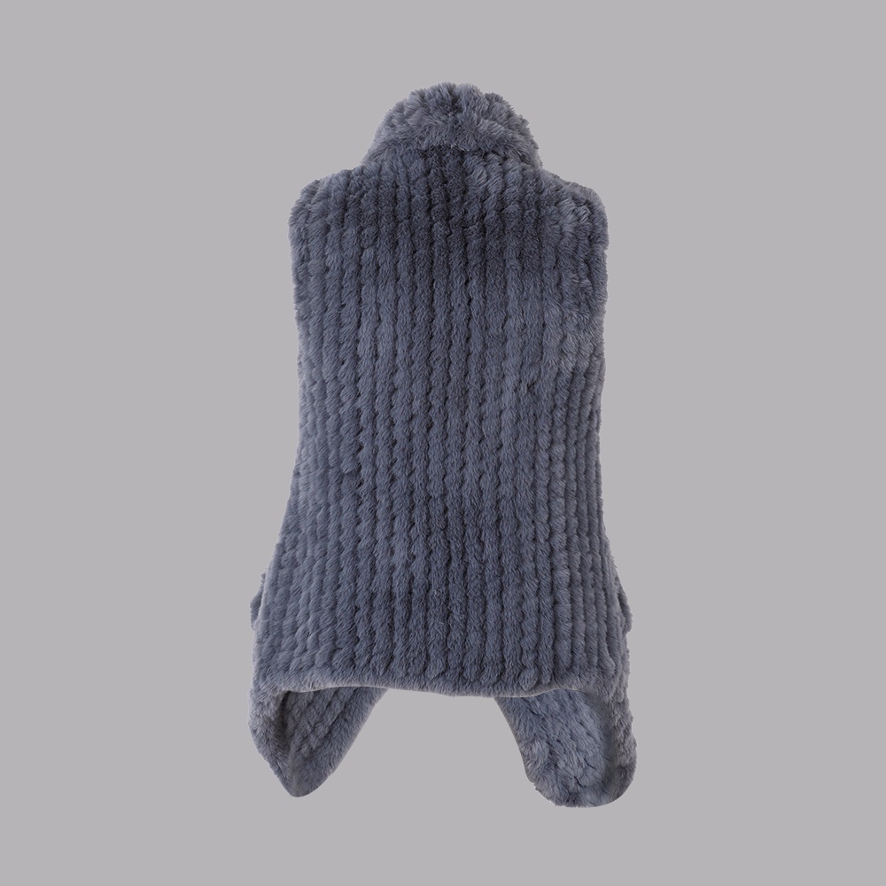 人造毛編織大翻領(lǐng)背心