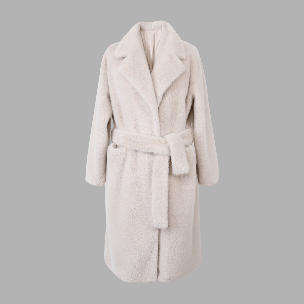 女式系腰帶長款大衣