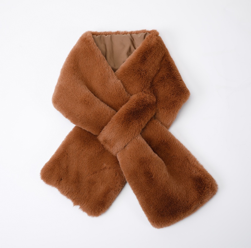 仿兔毛帶袢圍巾