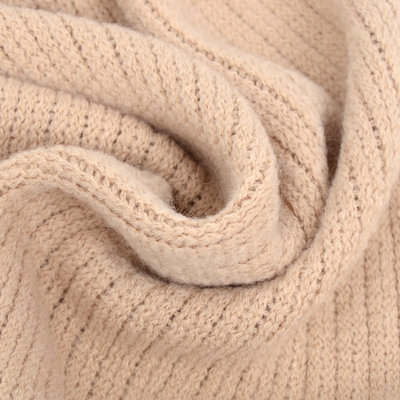 純色針織帶仿兔毛圍巾