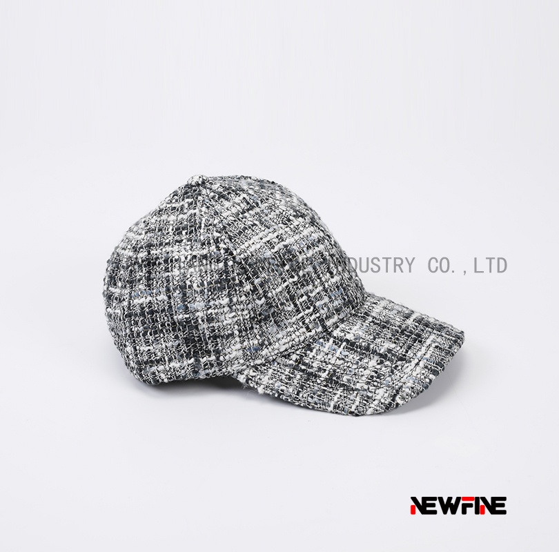 時(shí)尚格子毛呢面料棒球帽