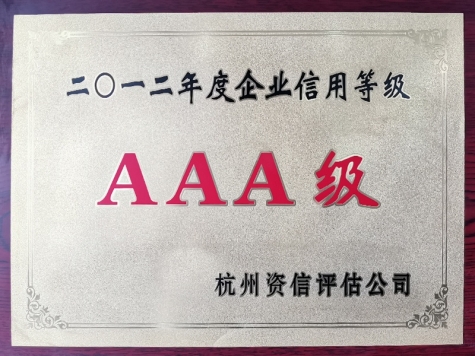 2012年度企業(yè)信用等級(jí)AAA級(jí)企業(yè)